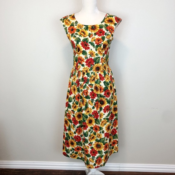 Vintage Dresses & Skirts - SOLD 💜 Handmade Vintage Sunflower A Line Dress